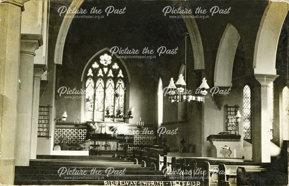 Interior of St John's Church, Main Road, Ridgeway, near Eckington, c 1960s