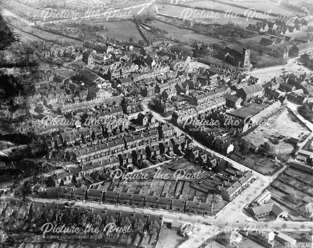 Aerial View towards St Mary's Church from St. Mary's Street, Ilkeston, 1928