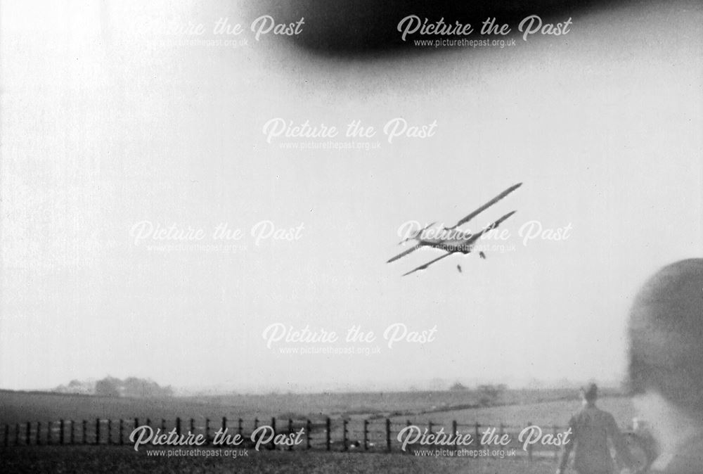 Plane flying over Poolsbrook, c 1915?